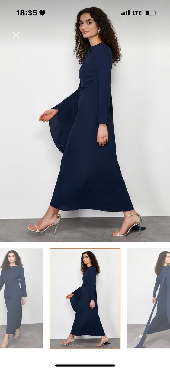 Kadın Lacivert Uzun Kollu Uzun Elbise - Görsel 3