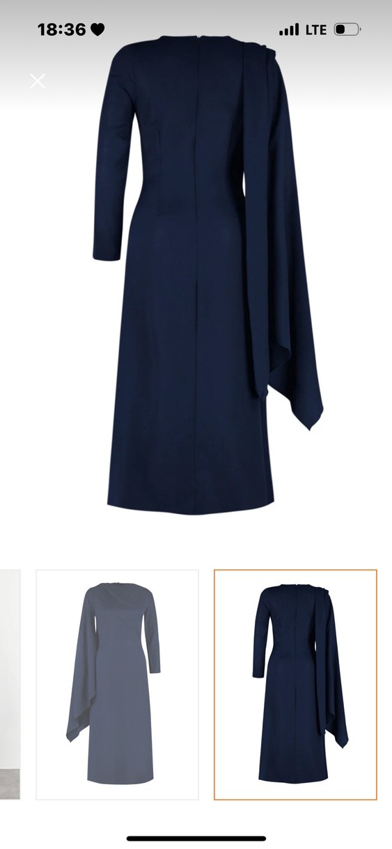 Kadın Lacivert Uzun Kollu Uzun Elbise - Görsel 2