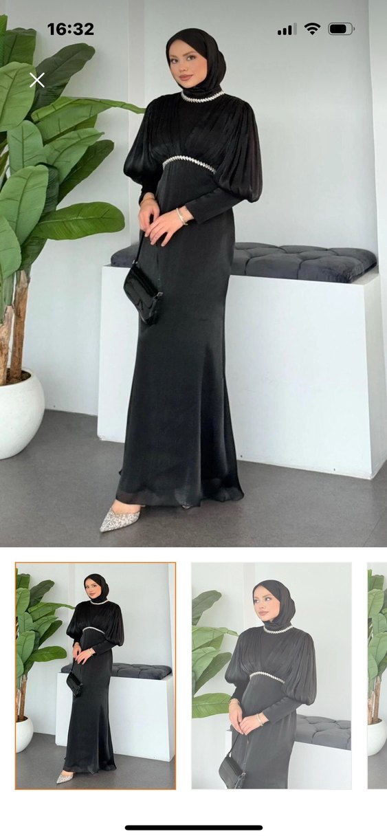 Siyah  Uzun Kollu Nakışlı Elbise - Görsel 4