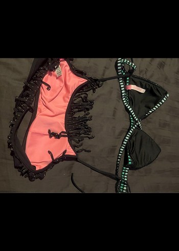 Victoria s Secret Gotik Nakışlı Uzun Siyah Bikini