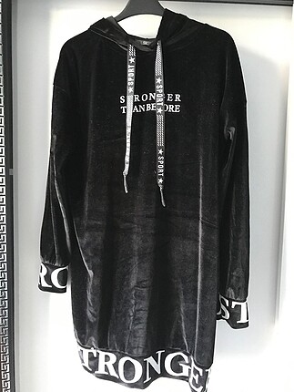 Kadife uzun sweatshirt