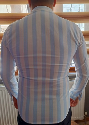 Erkek Beyaz Çizgili Gömlek - Görsel 2