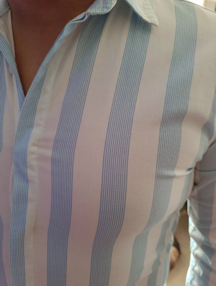 Erkek Beyaz Çizgili Gömlek - Görsel 3