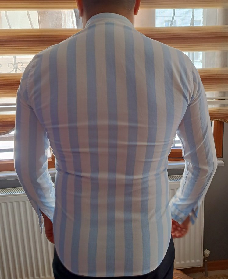 Erkek Beyaz Çizgili Gömlek - Görsel 2