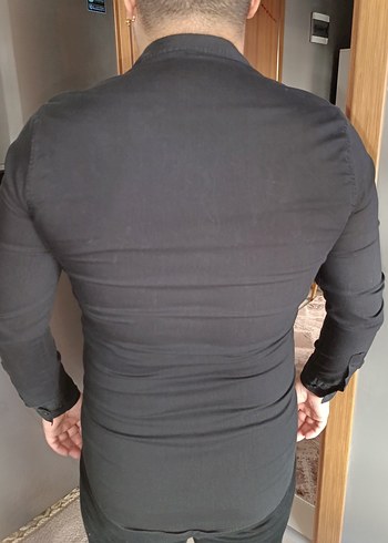 Siyah Slim Fit Uzun Kollu Gömlek - Görsel 2