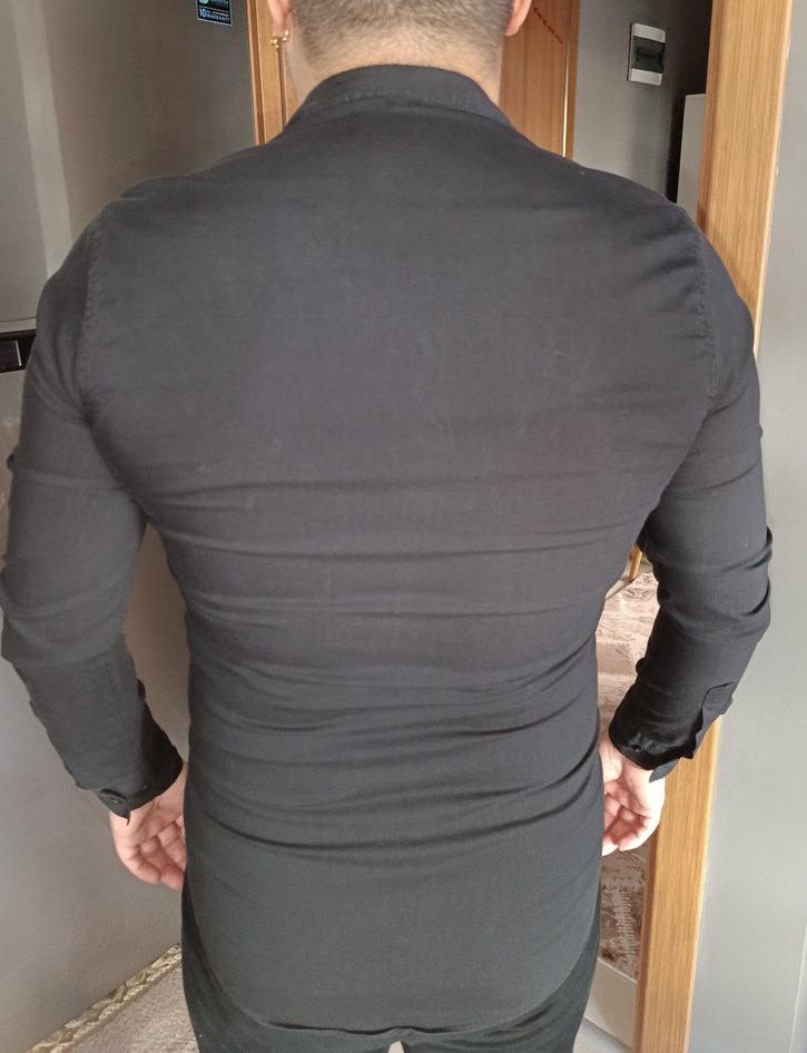 Siyah Slim Fit Uzun Kollu Gömlek - Görsel 2