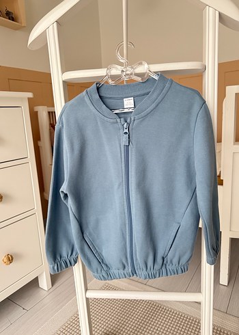 Erkek Çocuk Fermuarlı Mavi Sweatshirt - Görsel 2