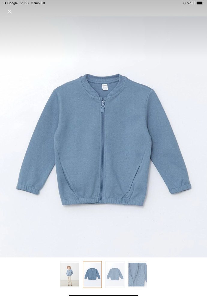 Erkek Çocuk Fermuarlı Mavi Sweatshirt - Görsel 3