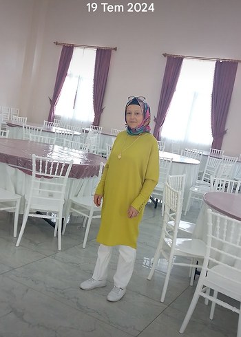 Diğer Sarı Uzun Kollu Salaş Midi Tunik