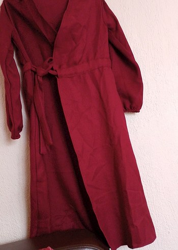 Bordo Uzun Kollu Bohem Kadın Elbise - Görsel 2