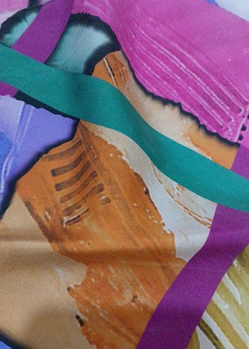 Sarar Interview Vintage Turkuaz bayan eşarp - Görsel 6