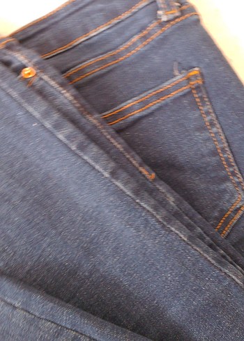 Düğmeli Mavi Kadın Midi Boy Kot Pantolon - Görsel 7