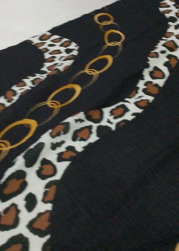 Zincir Detaylı Kahverengi Bohem Kadın Eşarp - Görsel 3