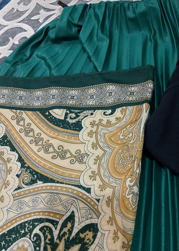 Yeşil Pilili Kadın Şal etek badi 3 lù kombin - Görsel 2