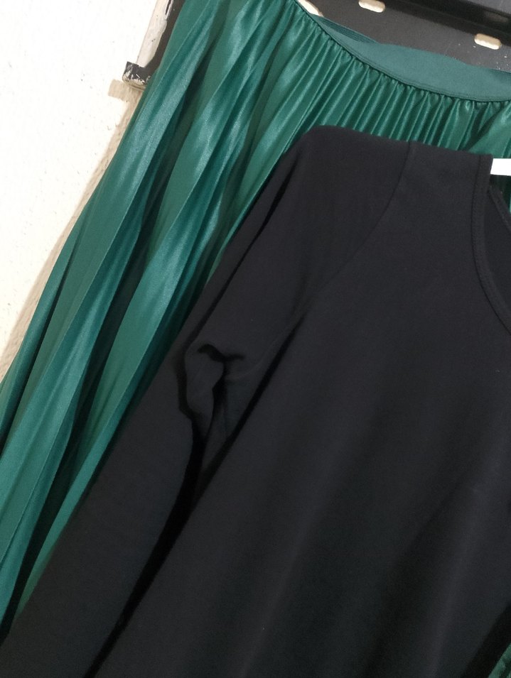 Yeşil Pilili Kadın Şal etek badi 3 lù kombin - Görsel 5