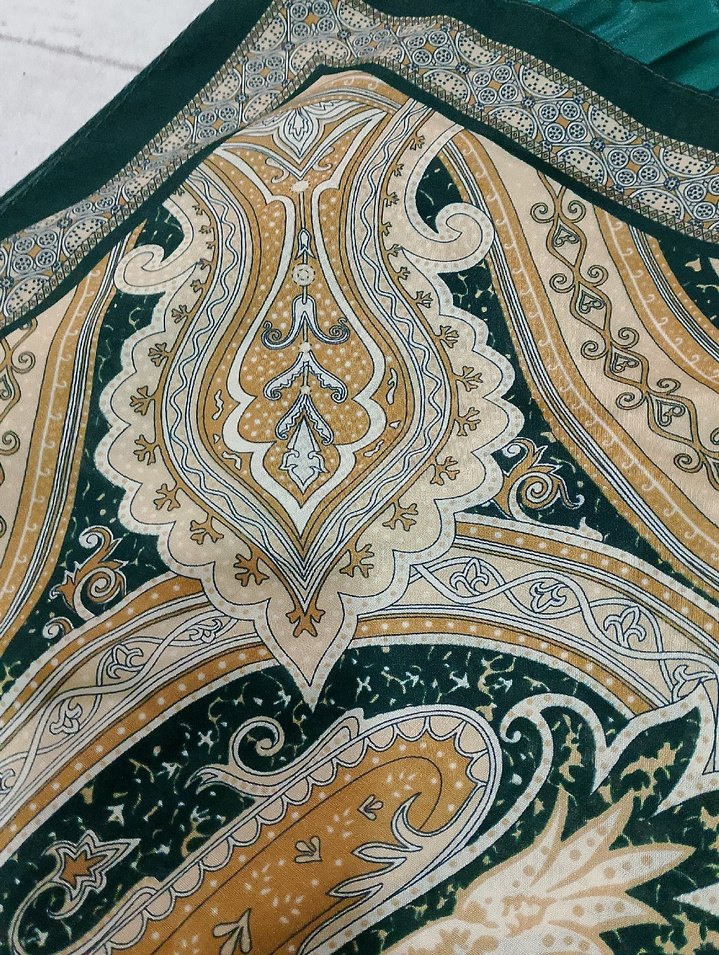 Yeşil Pilili Kadın Şal etek badi 3 lù kombin - Görsel 3