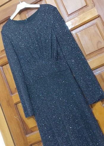 Uzun Kollu Mor Drapeli Abiye Elbisesi - Görsel 16