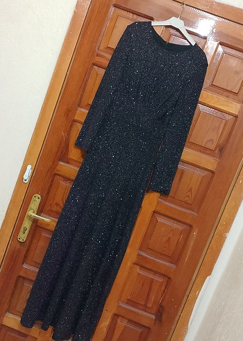 Uzun Kollu Mor Drapeli Abiye Elbisesi - Görsel 12