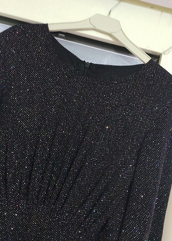 Uzun Kollu Mor Drapeli Abiye Elbisesi - Görsel 3