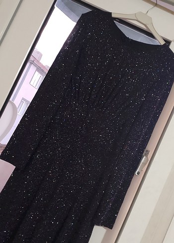 Uzun Kollu Mor Drapeli Abiye Elbisesi - Görsel 5