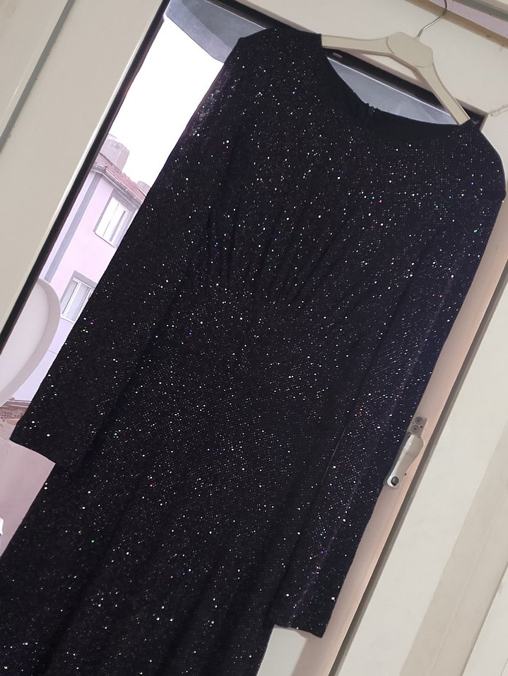 Uzun Kollu Mor Drapeli Abiye Elbisesi - Görsel 5