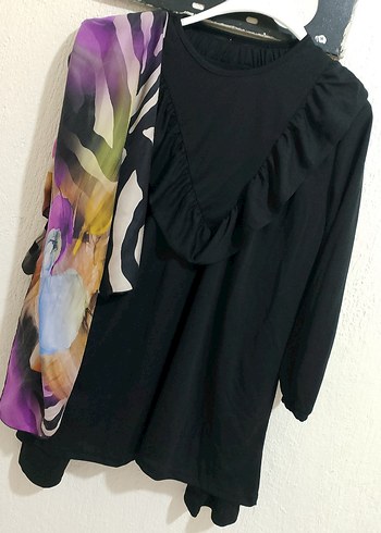 Mor Baskılı Uzun Kollu Hamile Bluzu3 lù kombin - Görsel 2