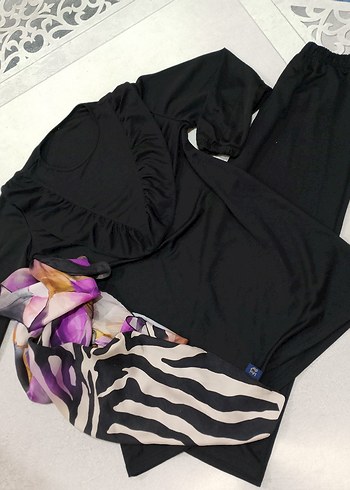 Mor Baskılı Uzun Kollu Hamile Bluzu3 lù kombin - Görsel 7