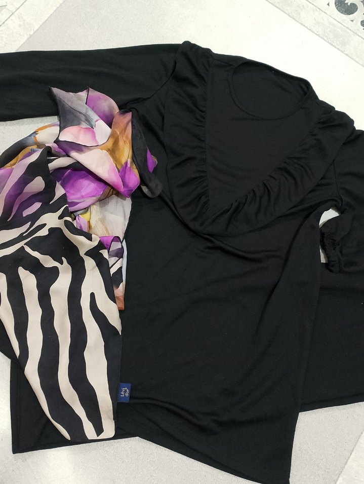 Mor Baskılı Uzun Kollu Hamile Bluzu3 lù kombin - Görsel 5