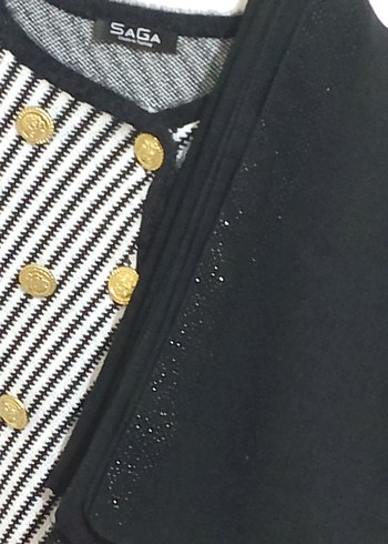 Zebra Desenli Düğmeli Mini Ofis Elbisesi 4 lù kombin - Görsel 11