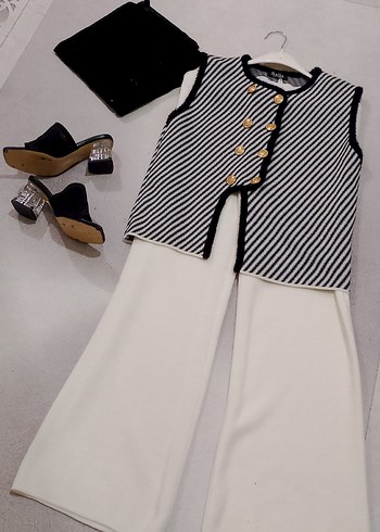 Zebra Desenli Düğmeli Mini Ofis Elbisesi 4 lù kombin - Görsel 4