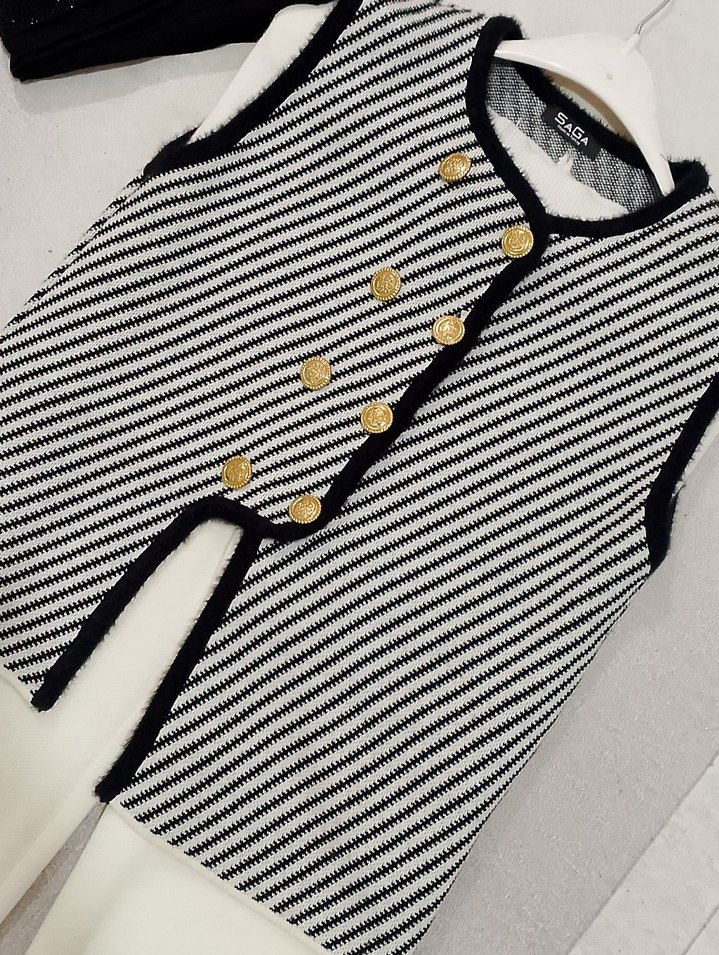 Zebra Desenli Düğmeli Mini Ofis Elbisesi 4 lù kombin - Görsel 3