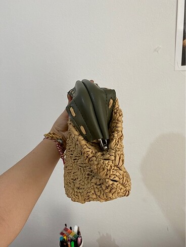 Beden vintage hasır el çantası