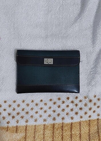 vintage yeşil deri kalemlik/el çantası