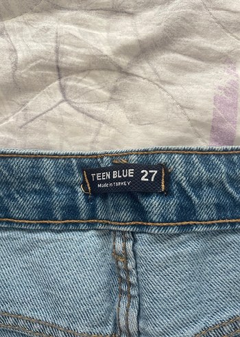 Kadın Mavi Denim Bol Kesim Yırtık Jean - Görsel 4