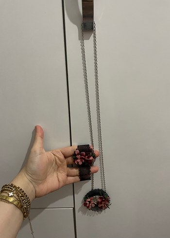 Kadın iğne oyası kolye ve bileklik - Görsel 2