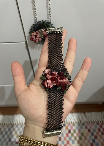 Kadın iğne oyası kolye ve bileklik - Görsel 6