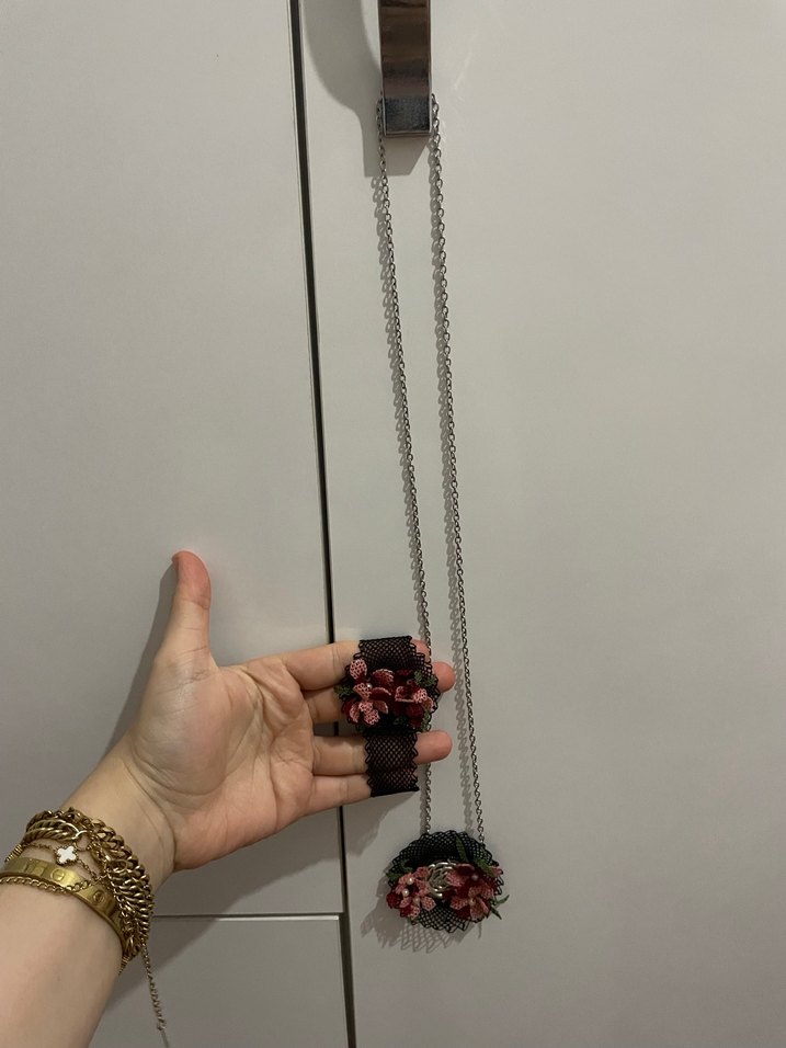 Kadın iğne oyası kolye ve bileklik - Görsel 2