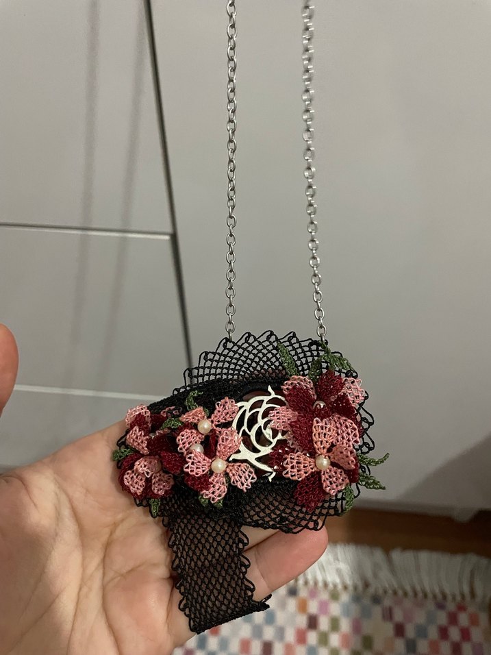 Kadın iğne oyası kolye ve bileklik - Görsel 3