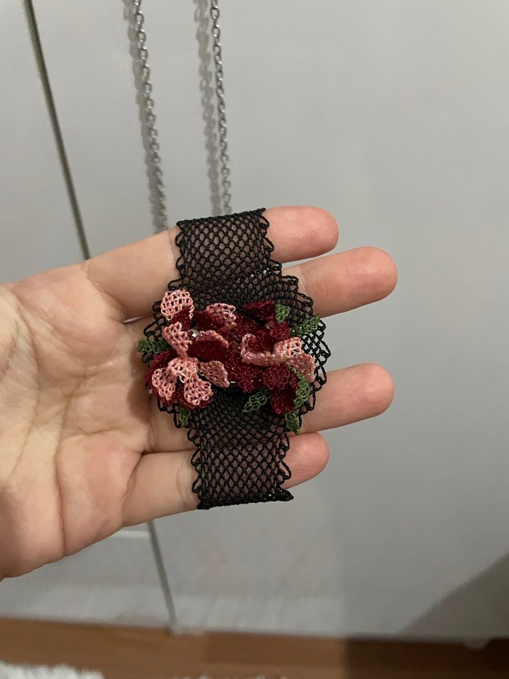 Kadın iğne oyası kolye ve bileklik - Görsel 4