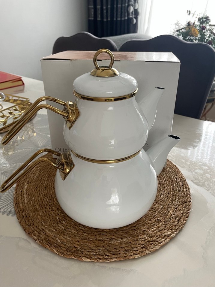 Beyaz ACAR emaye Çaydanlık - Görsel 3