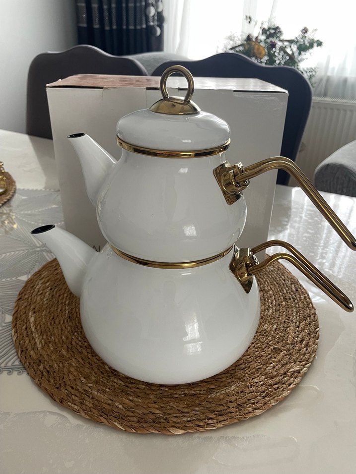 Beyaz ACAR emaye Çaydanlık - Görsel 2