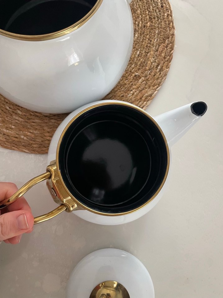 Beyaz ACAR emaye Çaydanlık - Görsel 5