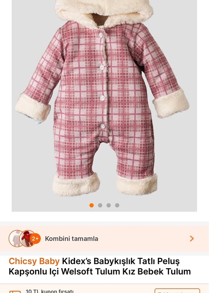 Peluş kapşonlu içi welsoft bebek tulumu - Görsel 4