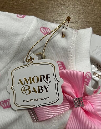 Bebek taşlı taç desenli tulum seti - Görsel 4