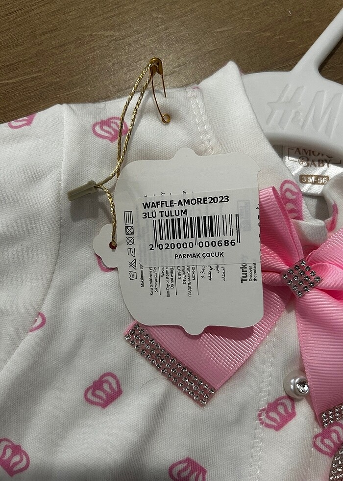 Bebek taşlı taç desenli tulum seti - Görsel 5