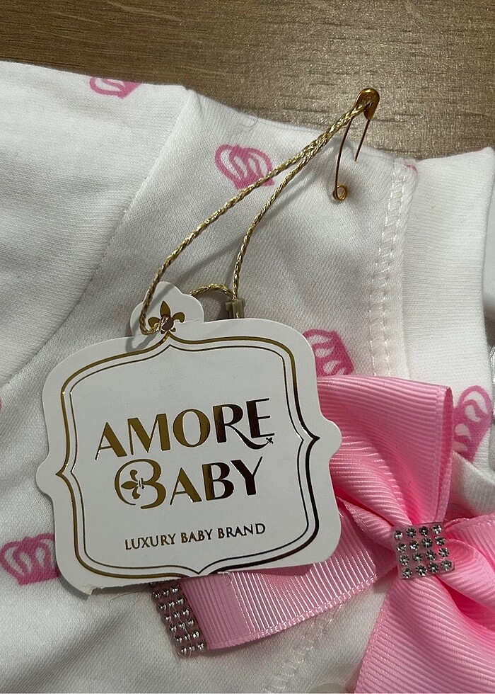 Bebek taşlı taç desenli tulum seti - Görsel 4