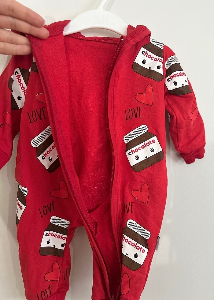 Nutella fermuarlı bebek tulumu (unisex) - Görsel 3