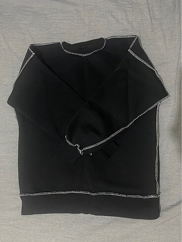 Siyah İçi Polarlı Kalın Sweatshirt