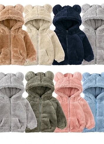 Peluş Kapüşonlu Ayıcık Mont 