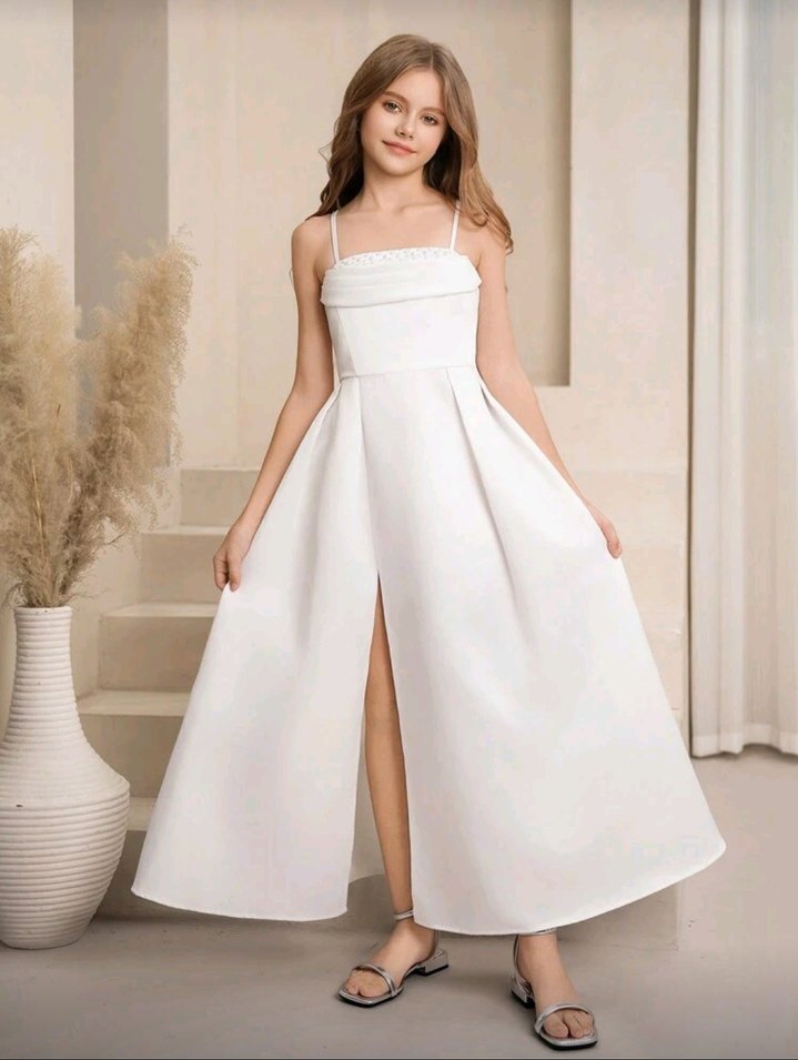 İnci tasarımlı mevsimlik beyaz elbise - Görsel 2